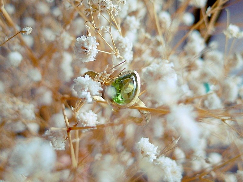 EG手作工作室 - Natural Stone - 天然橄欖石 純銀手作戒指 #12 - 戒指 - 寶石 綠色