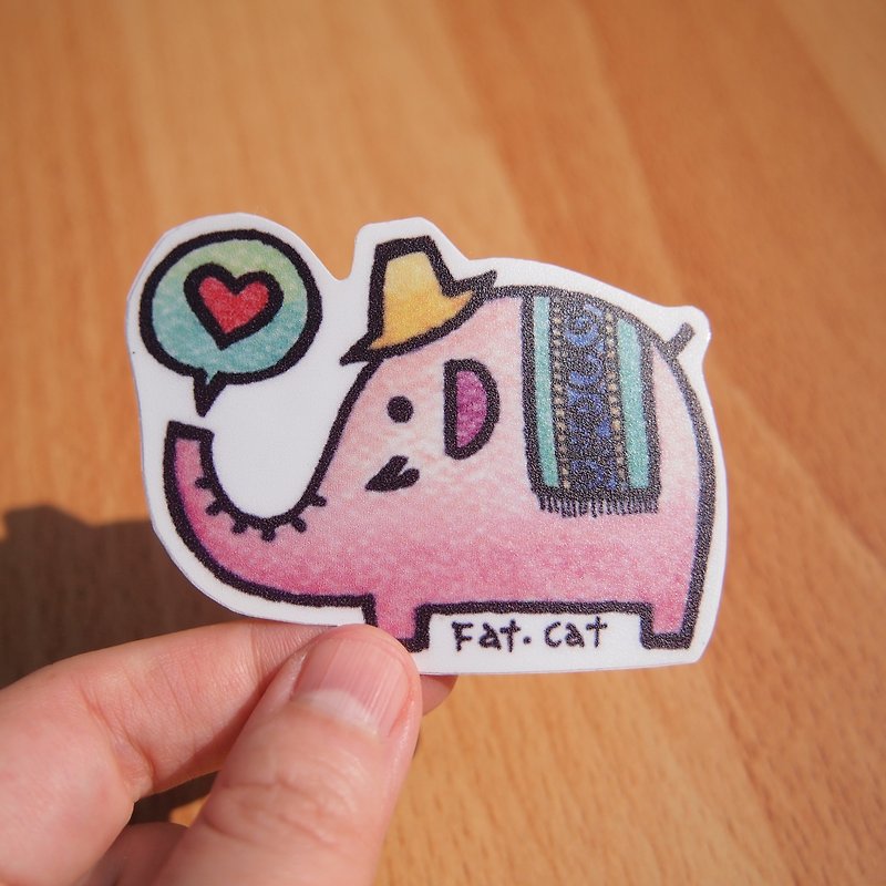 Waterproof Sticker-Elephant (Pink) - Stickers - Paper Multicolor