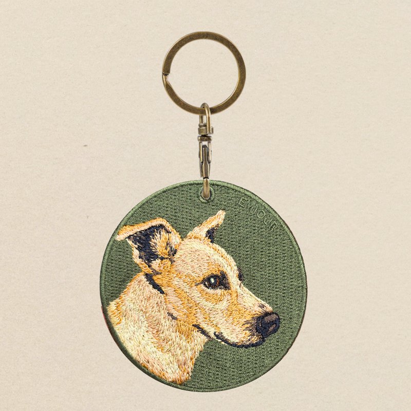 EMJOUR Double-sided Embroidered Charm - Yellow Dog | Simulation Embroidery - พวงกุญแจ - งานปัก สึชมพู