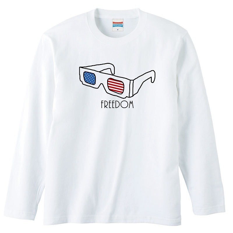 Long sleeve T-shirt / freedom - Men's T-Shirts & Tops - Cotton & Hemp White