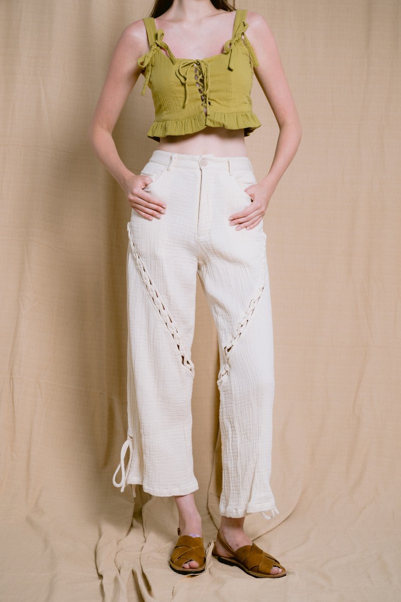 Palit Camillia pants (White) - 女長褲 - 棉．麻 