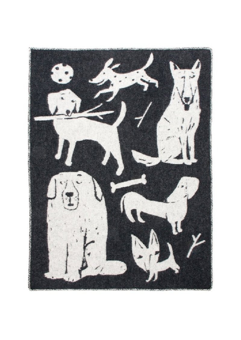 MATTI PIKKUJÄMSÄ コラボ ウールブランケット (ドッグギャザリングブラック/S) - 毛布・かけ布団 - ウール ブラック