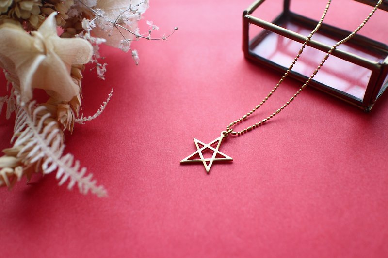 Little star-Brass  handmade necklace - Necklaces - Copper & Brass Gold
