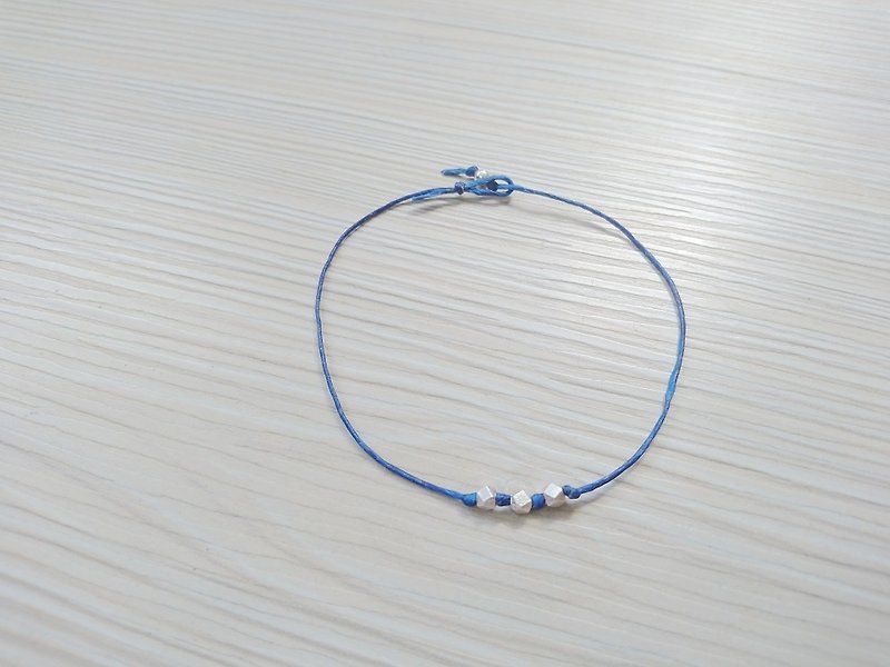 925 sterling silver foot practice prayer anklet star beanie blue color can be customized - กำไลข้อเท้า - โลหะ 