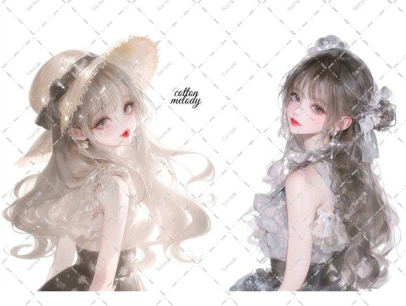 original sticker no.5705 人物ステッカー オリジナルステッカー 人物ステッカー 女の子ステッカー オリジナル人物ステッカー - 貼紙 - 紙 