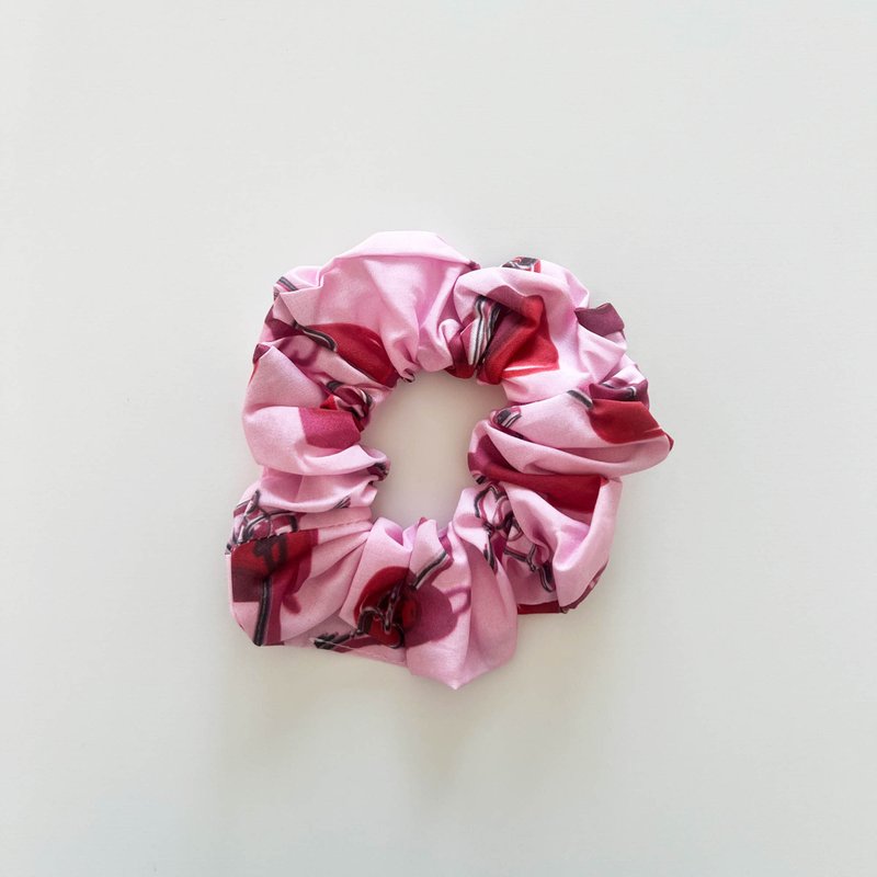 Red Heart Lock Hair Scrunchie (M size) - Hair Accessories - Cotton & Hemp Pink