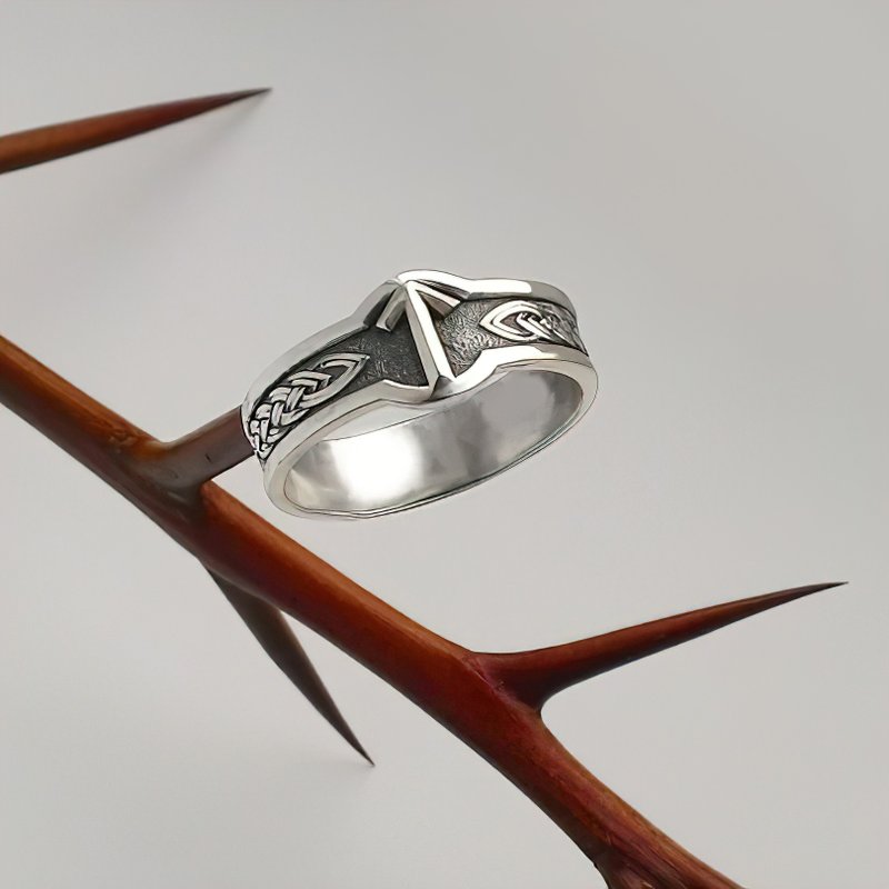 Tiwaz Rune.Teiwaz Rune.Runic Ring.Ring Viking.Rune Ring.Rune Jewelry.Futhark - 戒指 - 純銀 銀色