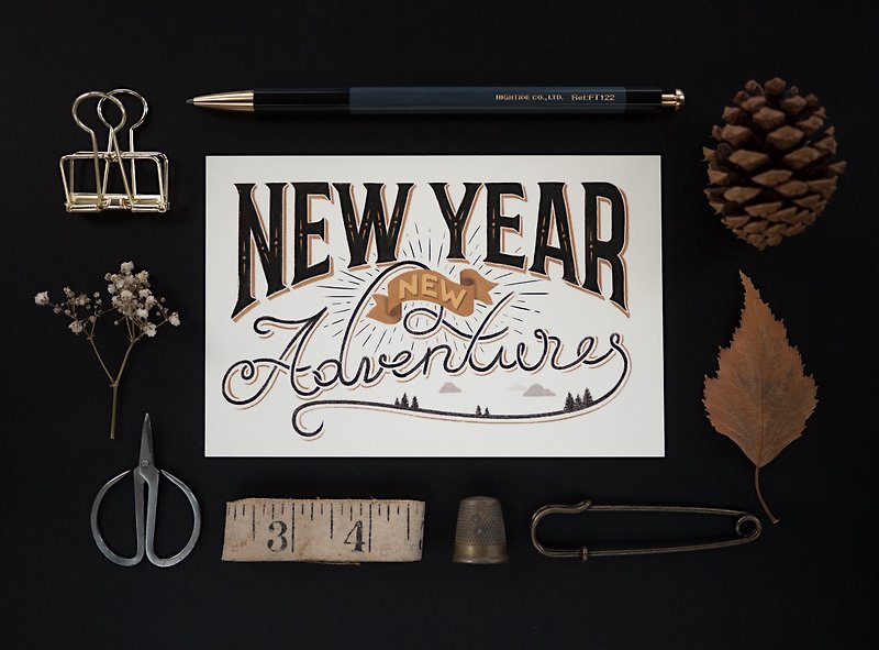 New Year New Adventures | Postcard - Cards & Postcards - Paper White