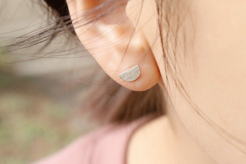 Sterling silver earrings 0960 circle - ต่างหู - โลหะ สีเงิน