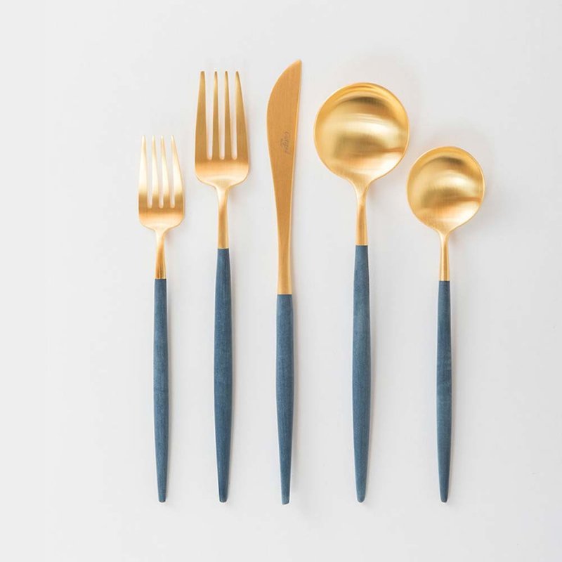 GOA BLUE GOLD MATTE CUTLERY (SINGLE) - Cutlery & Flatware - Stainless Steel Blue