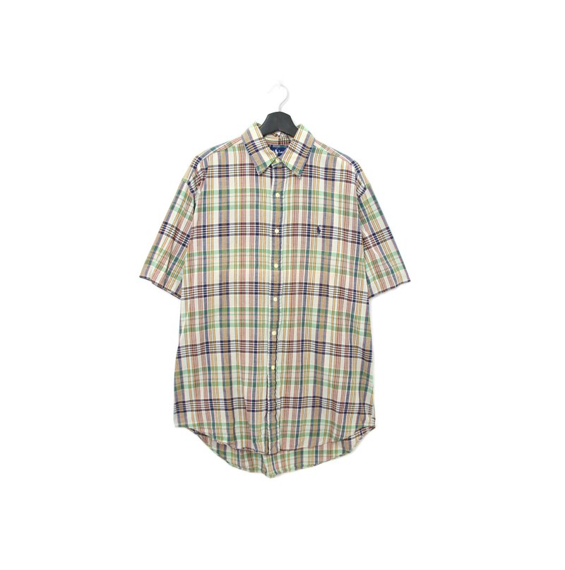 Back to Green-品牌襯衫 polo 藍黃綠 格紋 d-02 vintage shirt - 男襯衫/休閒襯衫 - 棉．麻 