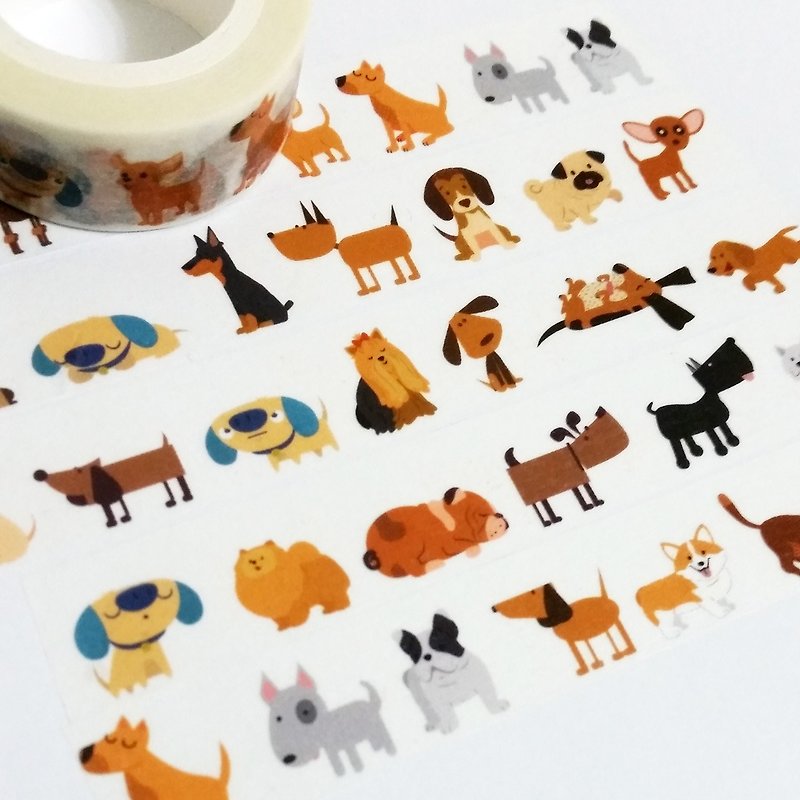 Customized Mini Washi Tape I Love Dogs - มาสกิ้งเทป - กระดาษ 