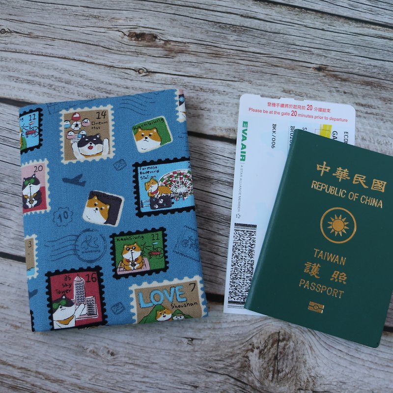 【チャイチャイツアー高雄】パスポートケース パスポートホルダー パスポートバッグ 海外旅行の必需品台湾の特徴 - パスポートケース - コットン・麻 ブルー