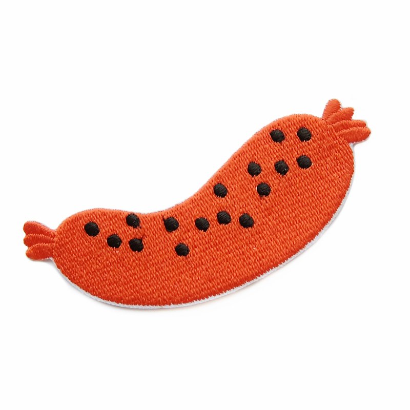 Yummy sausage - embroidered patch - Badges & Pins - Thread Red