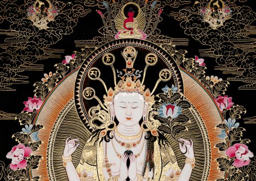 チベット仏教の観音菩薩タンカ絵画 - ショップ Boudha Stupa チベット仏教の観音菩薩タンカ絵画 - ショップ Boudha Stupa