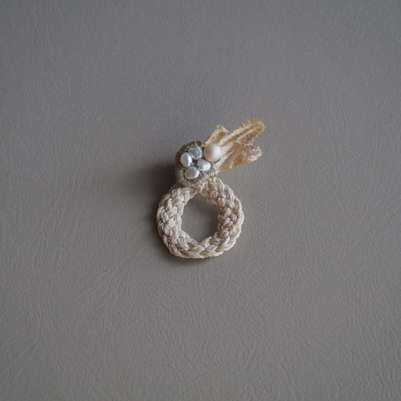 ring pierced Clip-On - Earrings & Clip-ons - Cotton & Hemp White