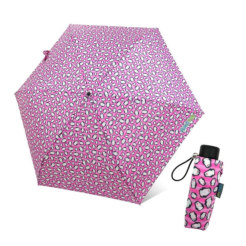 [Taiwanese Wenchuang Rain's talk] Penguin anti-UV five-fold umbrella - Umbrellas & Rain Gear - Waterproof Material Pink