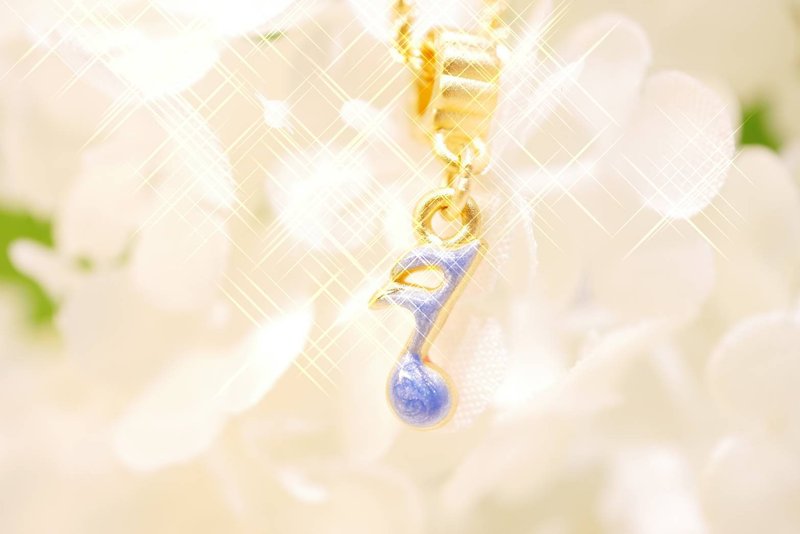 音符-(粉&藍)-硬金工藝 - 項鍊 - 24k 金 金色