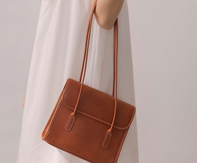 Retro Handmade Tree Cream Leather Women's Bag Vegetable Tanned