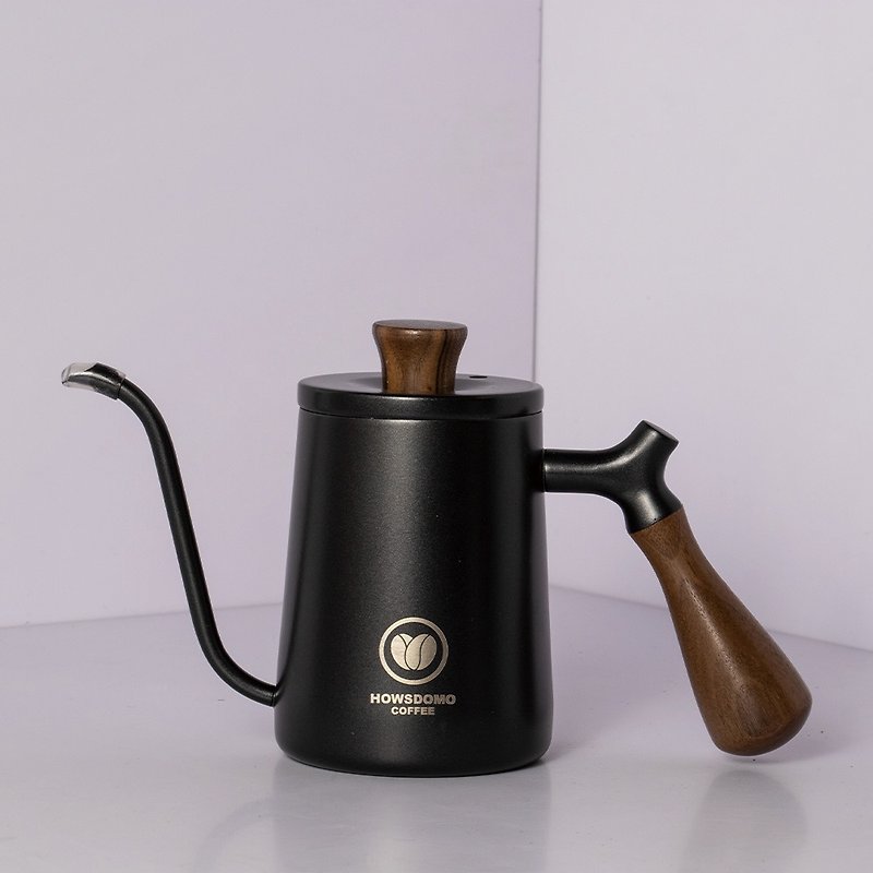 【好事多磨】胡桃木手沖咖啡壺350ml-304不鏽鋼(黑) - 咖啡壺/咖啡周邊 - 不鏽鋼 黑色