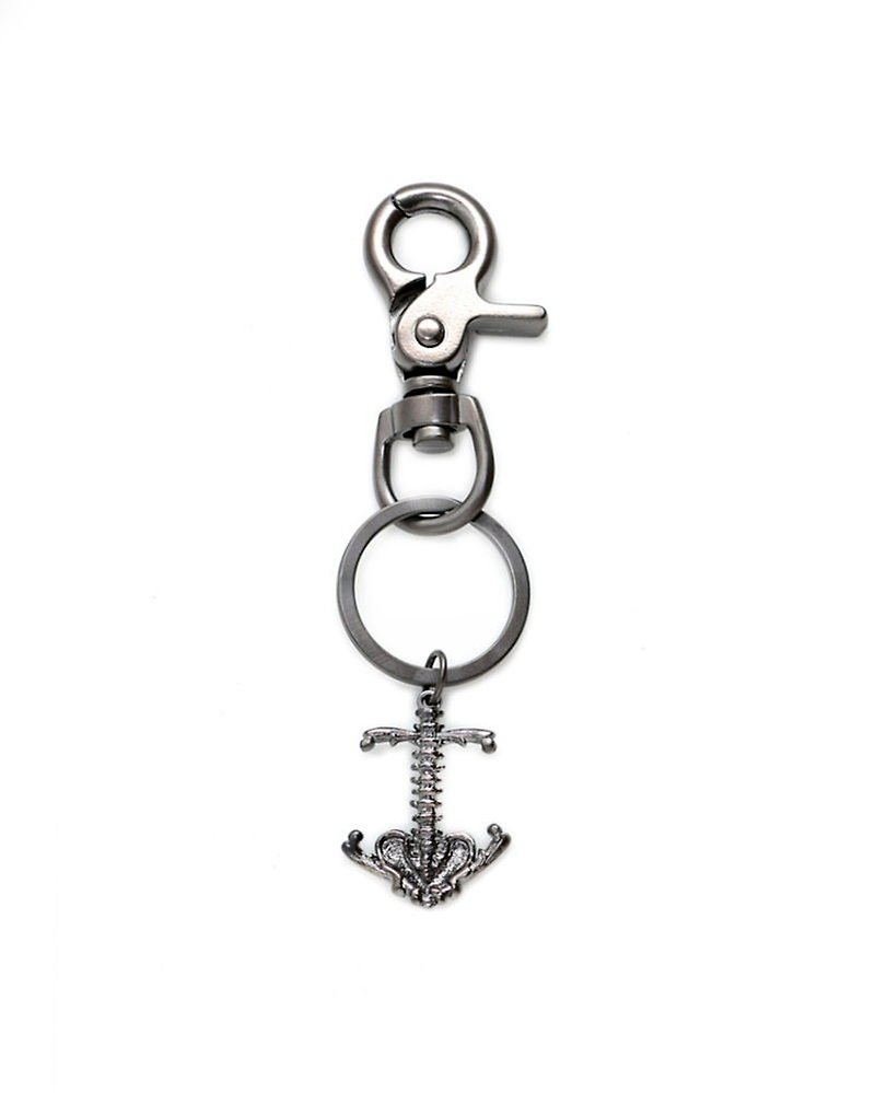 Sea anchor key rings Bone Anchor Key Ring (black and silver) - Keychains - Other Metals 