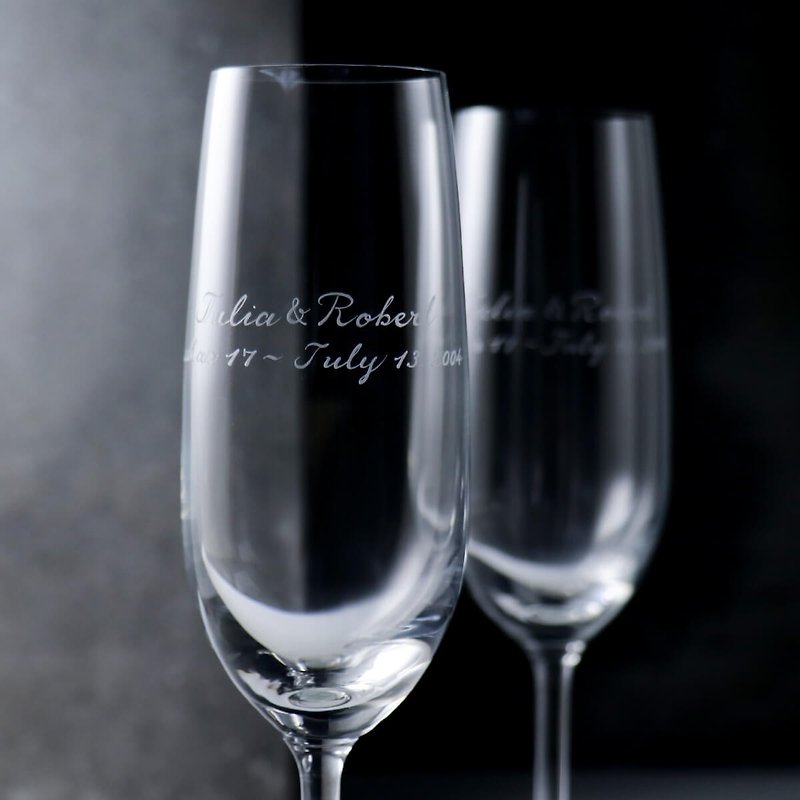(一對價)210cc【客製禮物結婚送禮】(薄邊)婚禮香檳對杯 - 酒杯/酒器 - 玻璃 透明