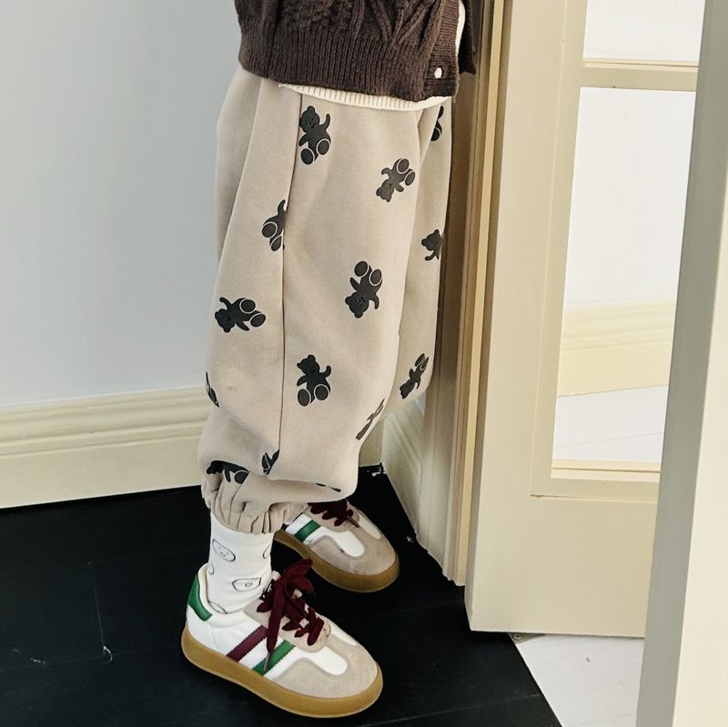 剪影熊毛絨長褲 / 褲子 童裝 - 男/女童長褲/短褲 - 棉．麻 卡其色