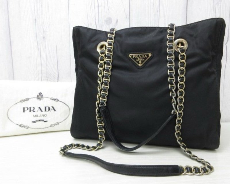 絕版古董包 稀有Prada黑色降落傘側背包 單肩包 托特包 中古二手 - 側背包/斜背包 - 尼龍 黑色