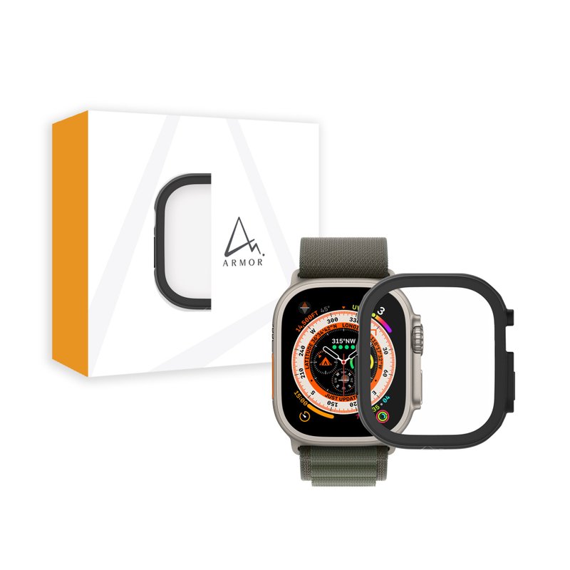 ARMOR Apple Watch Ultra/2 49mm 9H 鋼化玻璃高清保護殼 - 秘黑 - 科技小物 - 其他材質 