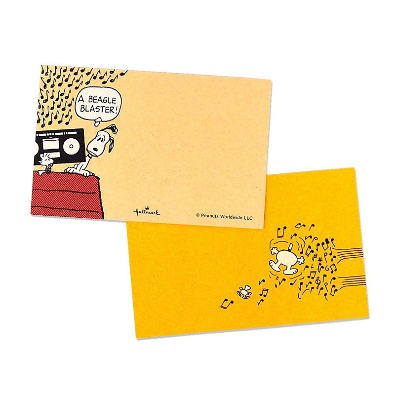Snoopy listens to music 8 into [Hallmark-Peanuts Snoopy-JP Gift Card] - การ์ด/โปสการ์ด - กระดาษ สีกากี
