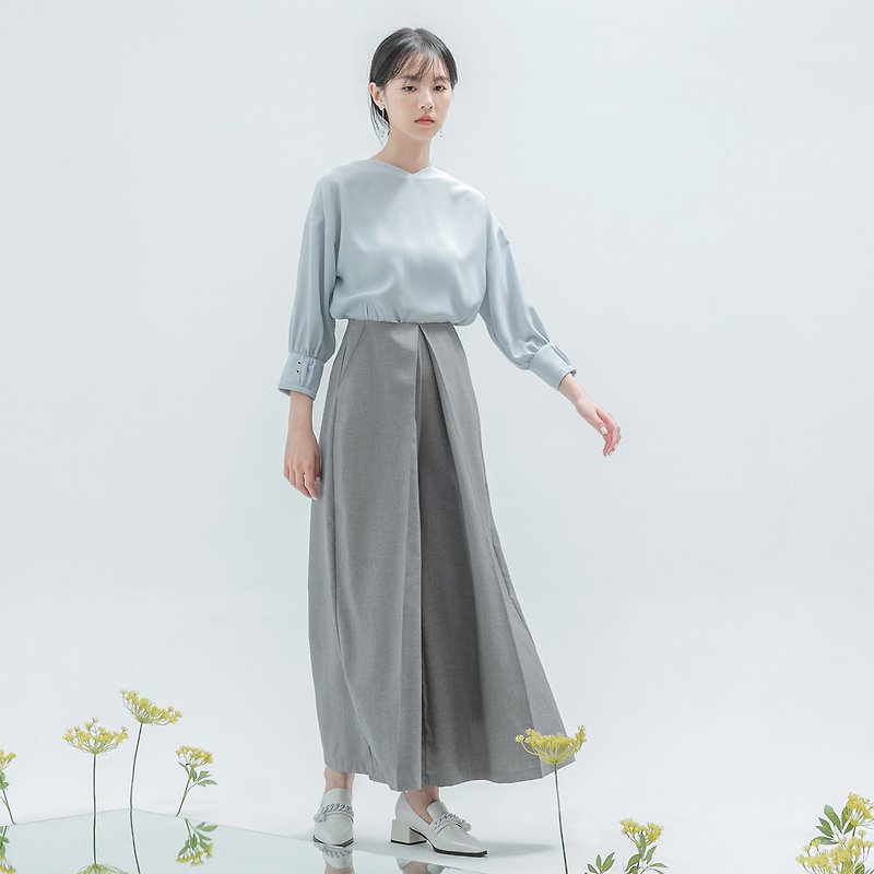 [Classic Original] Misplaced Misplaced Pleated Wide Pants_CLB002_ 春夏 _ 灰 - Women's Pants - Polyester Gray