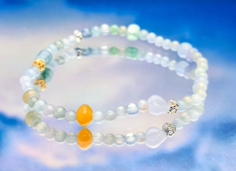 Silver Collection - Multicolour icy jadeite beads bracelet - Bracelets - Jade 