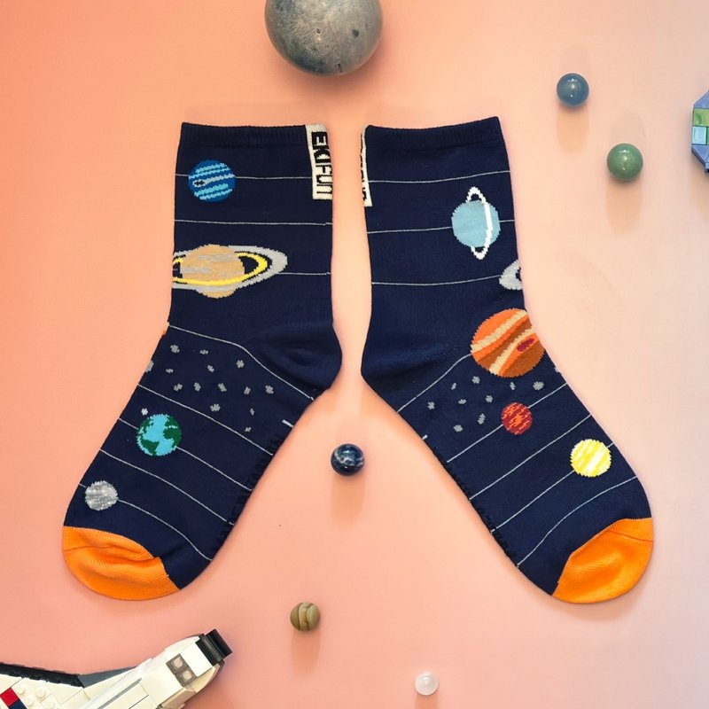 台湾製 Coolmax®プレミアム機能性ソックス 太陽系 99%抗菌防臭 ソックス 22-30cm - 靴下・ソックス - その他の化学繊維 ブルー