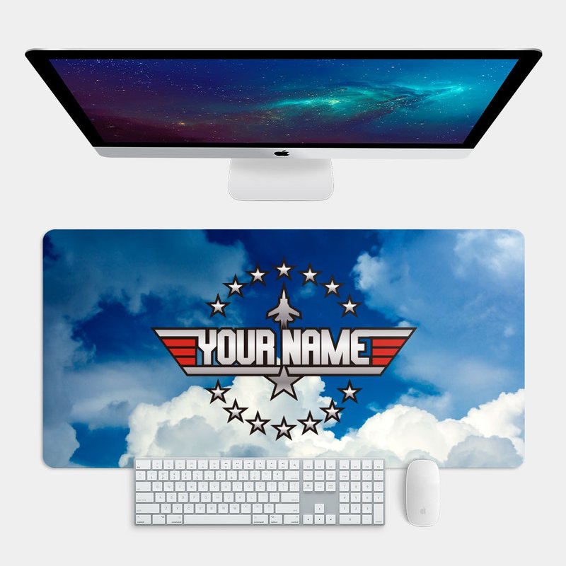 客製化英文名 捍衛戰士 Top Gun 大尺寸 電競滑鼠墊 桌墊 PS015 - 滑鼠墊 - 橡膠 藍色