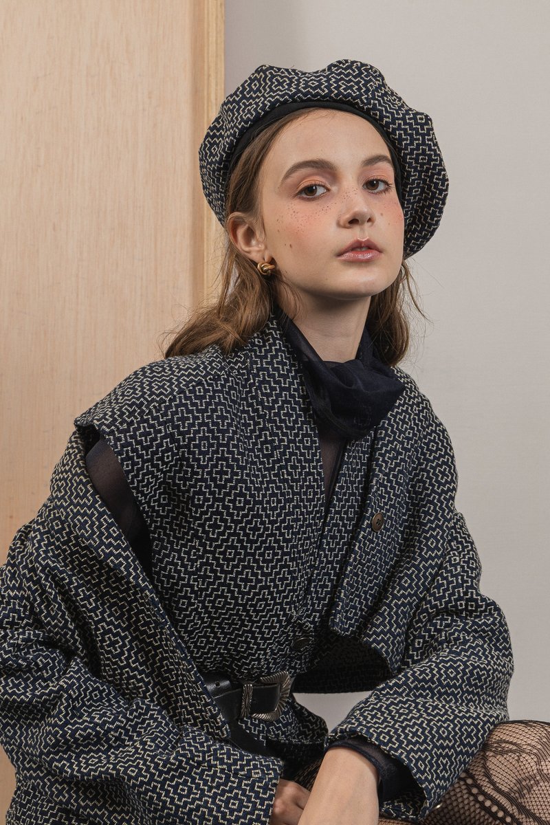 handmade motif beret 手作日式圖騰拼接貝雷帽 - 帽子 - 棉．麻 