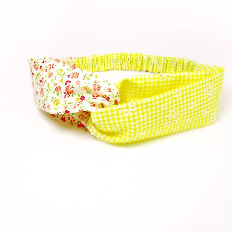 Under the sun-hand stitched headband - เครื่องประดับผม - ผ้าฝ้าย/ผ้าลินิน สีเหลือง