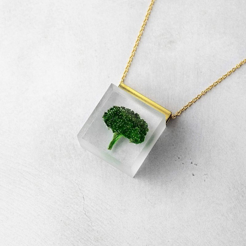 Broccoli Necklace, Stainless Steel, Made in Japan, Flower lover - สร้อยคอ - พืช/ดอกไม้ สีเขียว