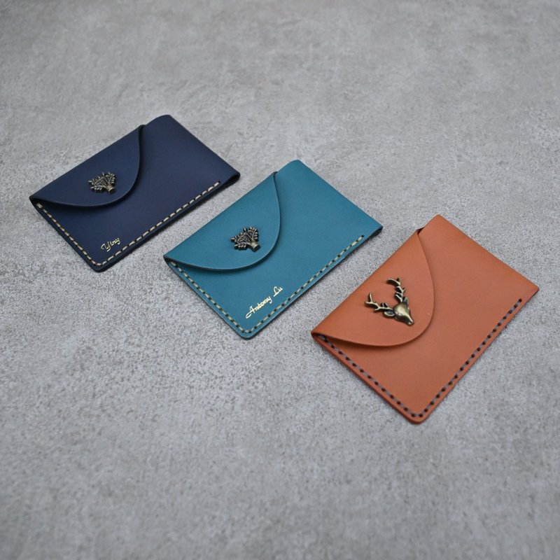 Genuine Leather Buckle Card Case card holder leather wallet handmade card holder - กระเป๋าสตางค์ - หนังแท้ หลากหลายสี