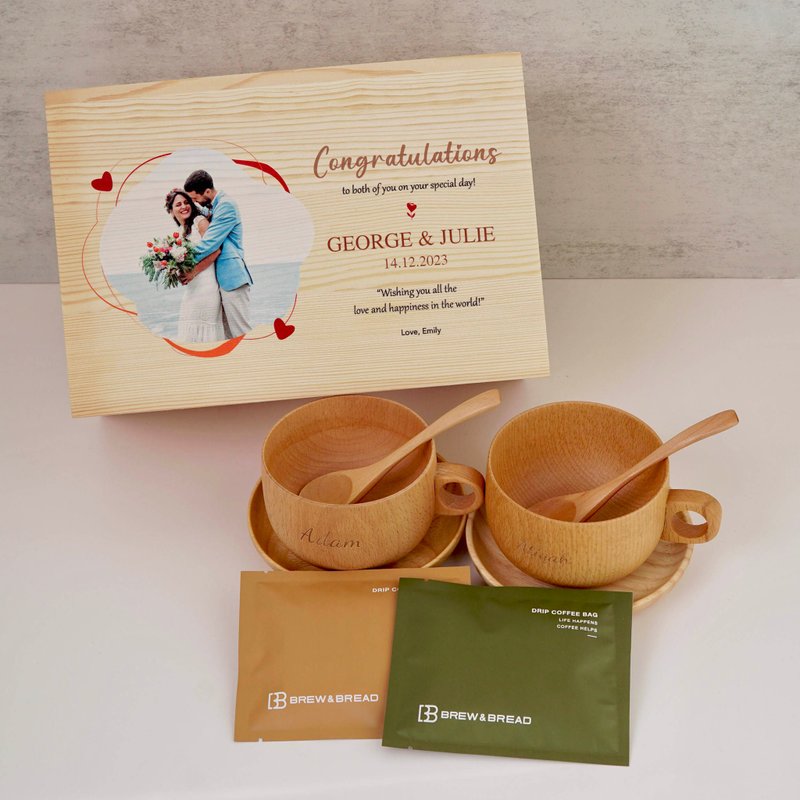 【客製化】木製情侶咖啡杯套裝 - 其他杯子 - 木頭 