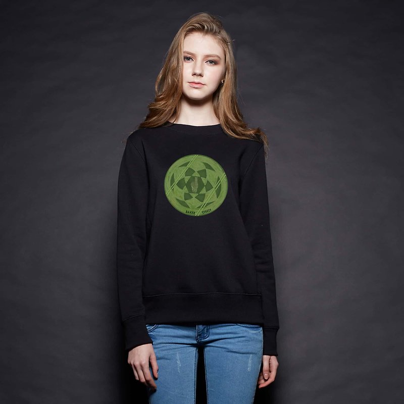 British Fashion Brand [Baker Street ]Crop CirclesPrinted Sweater - เสื้อผู้หญิง - ผ้าฝ้าย/ผ้าลินิน สีดำ