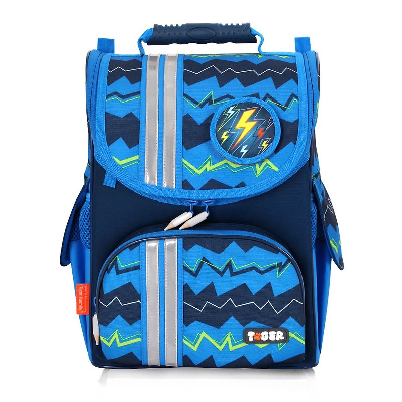 Tiger Family經典小貴族超輕量護脊書包+文具袋+鉛筆盒-藍色條紋 - 背囊/背包 - 防水材質 藍色