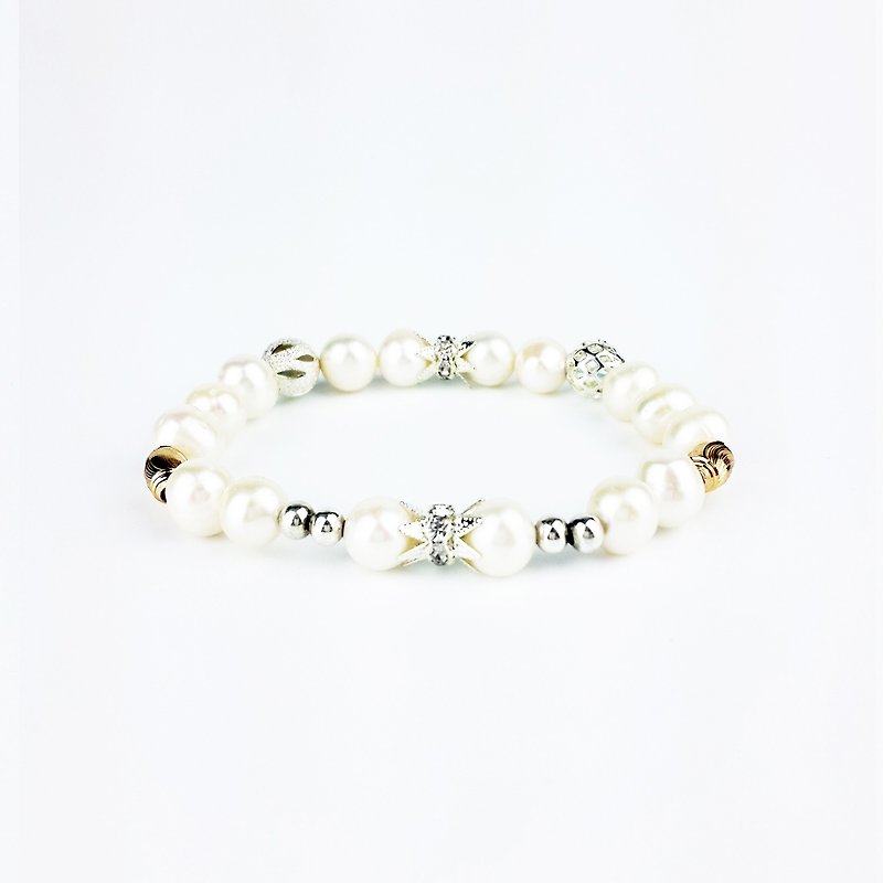 | Simple Series | Irregular Freshwater Pearl (Tibetan x Brass x Bracelet x Bracelet x Handcrafted x Customized.) - Bracelets - Gemstone White