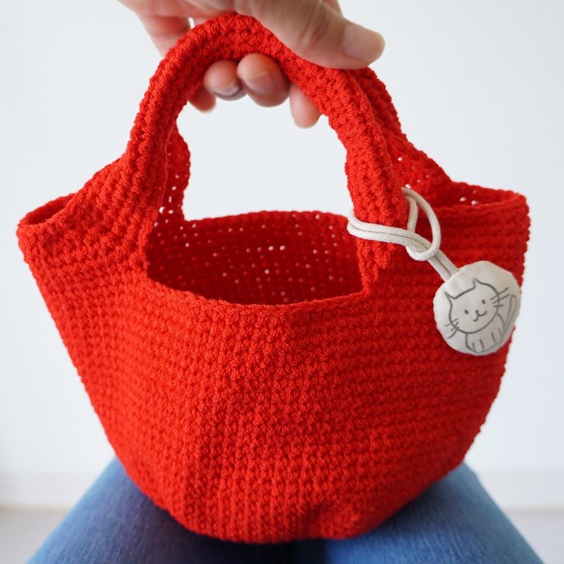 Ba-ba handmade Crochet bag  No.CSB41 - 手提包/手提袋 - 其他材質 紅色
