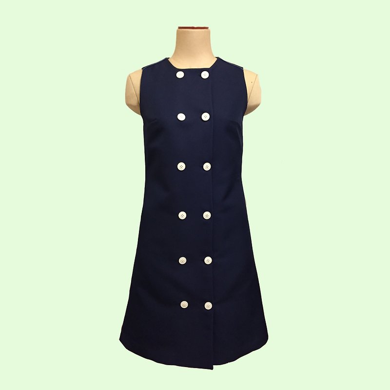 retro one-piece dress penelope2 - 洋裝/連身裙 - 聚酯纖維 藍色