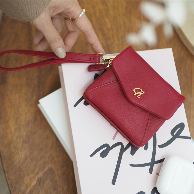 Melo (Berry) : Short wallet, Cow Leather wallet, Soft cowhide, mini purse, Red - 錢包/皮夾/長短夾 - 真皮 紅色