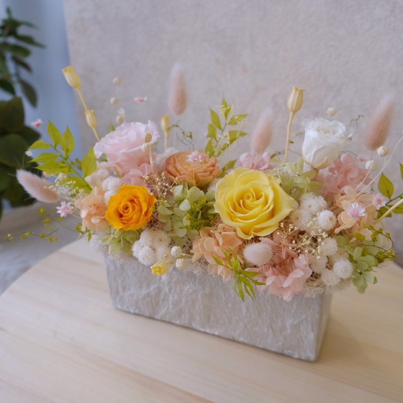 [Eternal Flower Potted Flowers] Preserved Flowers/Opening Potted Plants/Pink/Yellow/Green/Flower Gift for Promotion - ตกแต่งต้นไม้ - พืช/ดอกไม้ สีเขียว