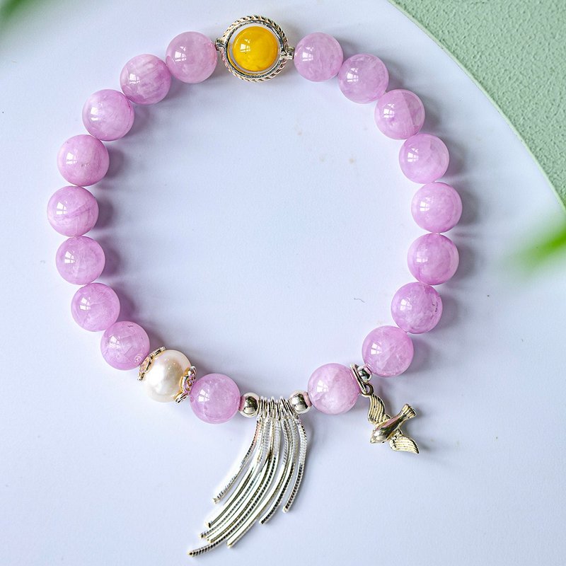 Decorated with poetry, the Wanglu Mountain Waterfall Qingchuan Flying Bird Natural Purple Kunzite Bracelet - Bracelets - Jade Purple