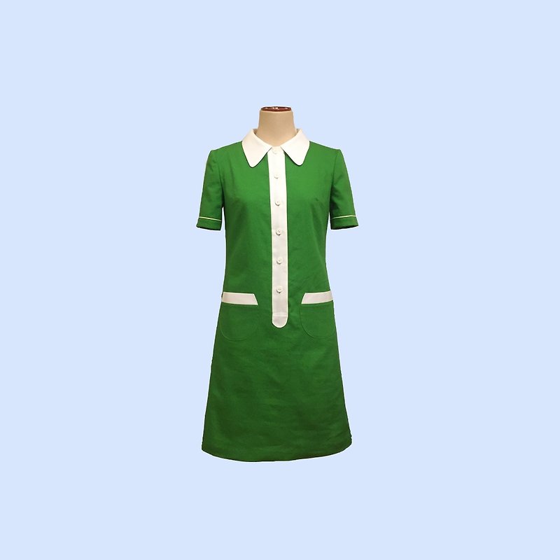retro one-piece marianne - 洋裝/連身裙 - 聚酯纖維 綠色