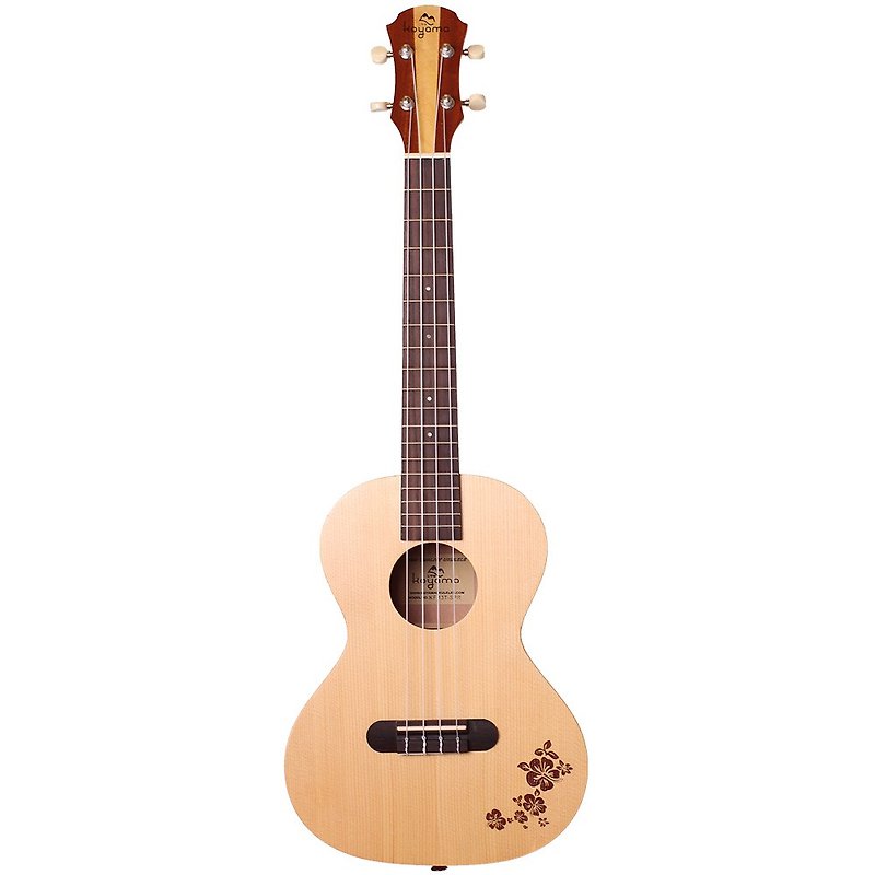KF13T-SPR 26-inch ukulele spruce veneer with hibiscus flower engraving Solid Tenor - กีตาร์เครื่องดนตรี - ไม้ สีนำ้ตาล