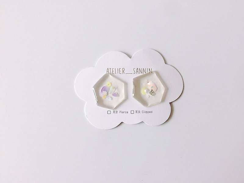 Midsummer Broken Smoothie Series - Lemon Earl Grey Smoothie Stick Ear Hand Earrings Ear/Ear clip - Earrings & Clip-ons - Other Materials Purple